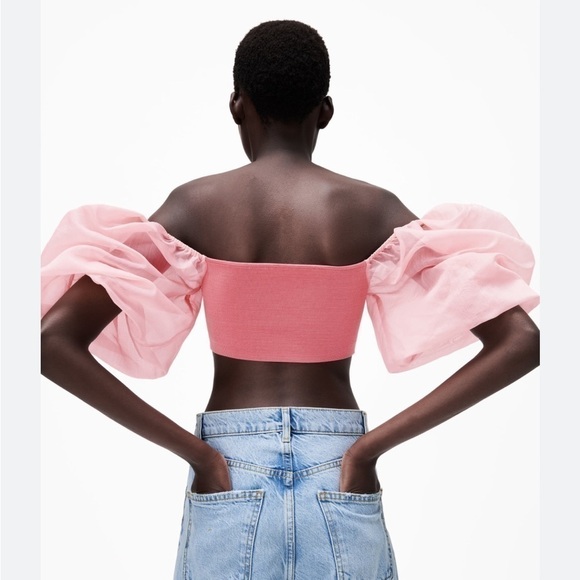 Nwt Zara Combination organza knit crop top pink puffy - bloggers favourite - S - Picture 7 of 8